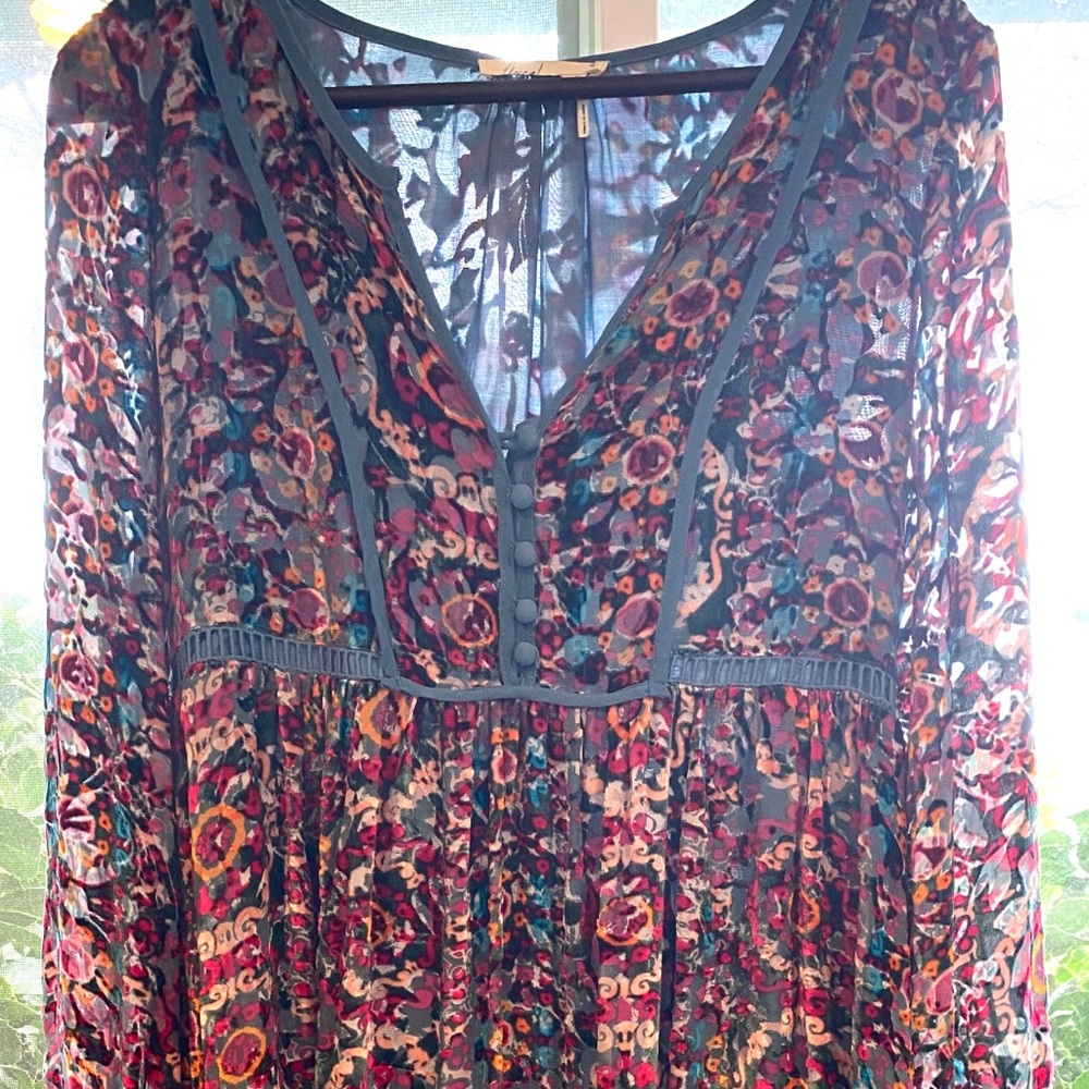Anthropologie Floreat Abia Velvet Peasant Dress